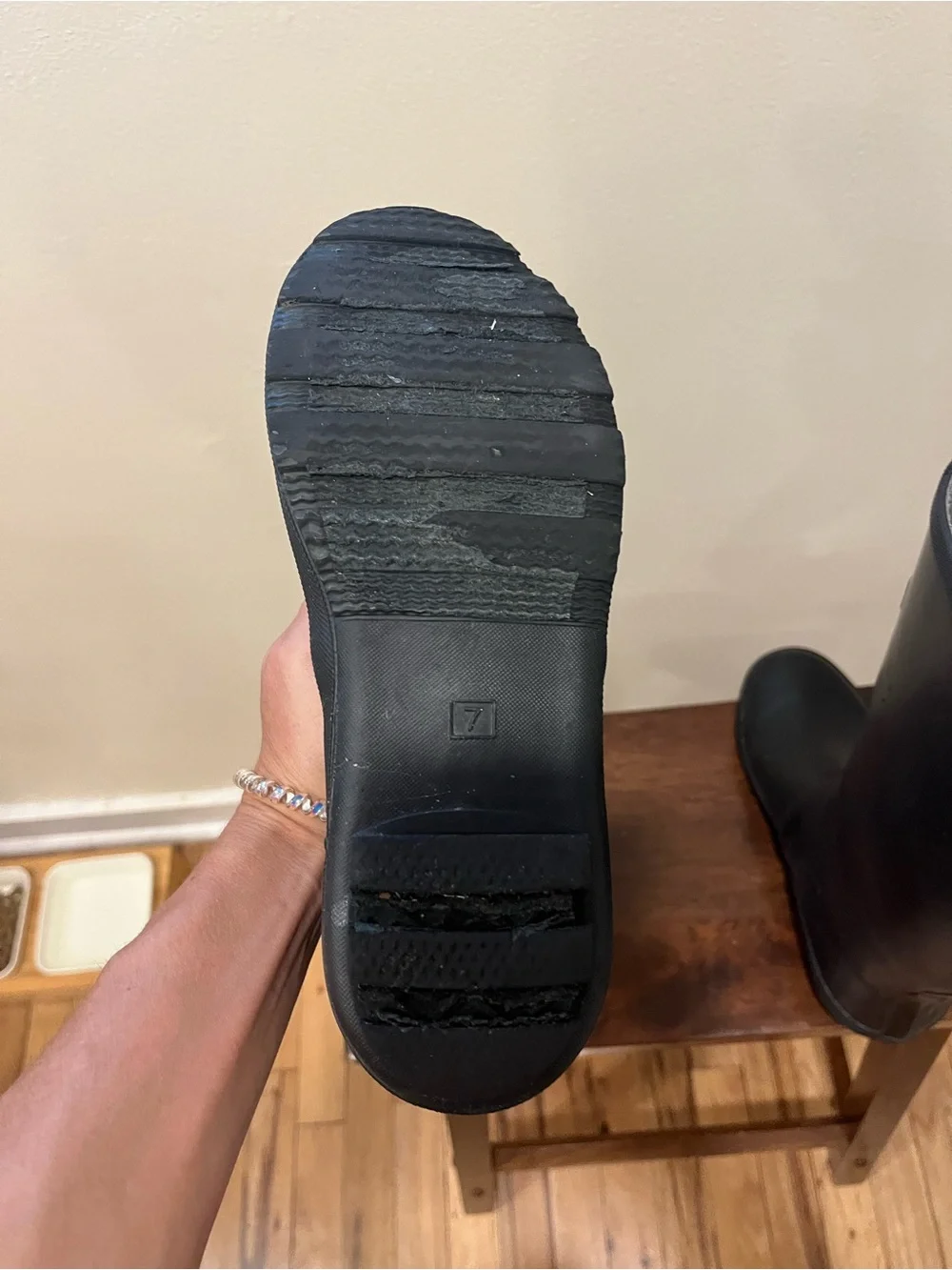 Pair of black rain boots